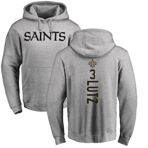 Men New Orleans Saints Ash Wil Lutz Backer NFL Football 3 Pullover Hoodie Sweatshirts